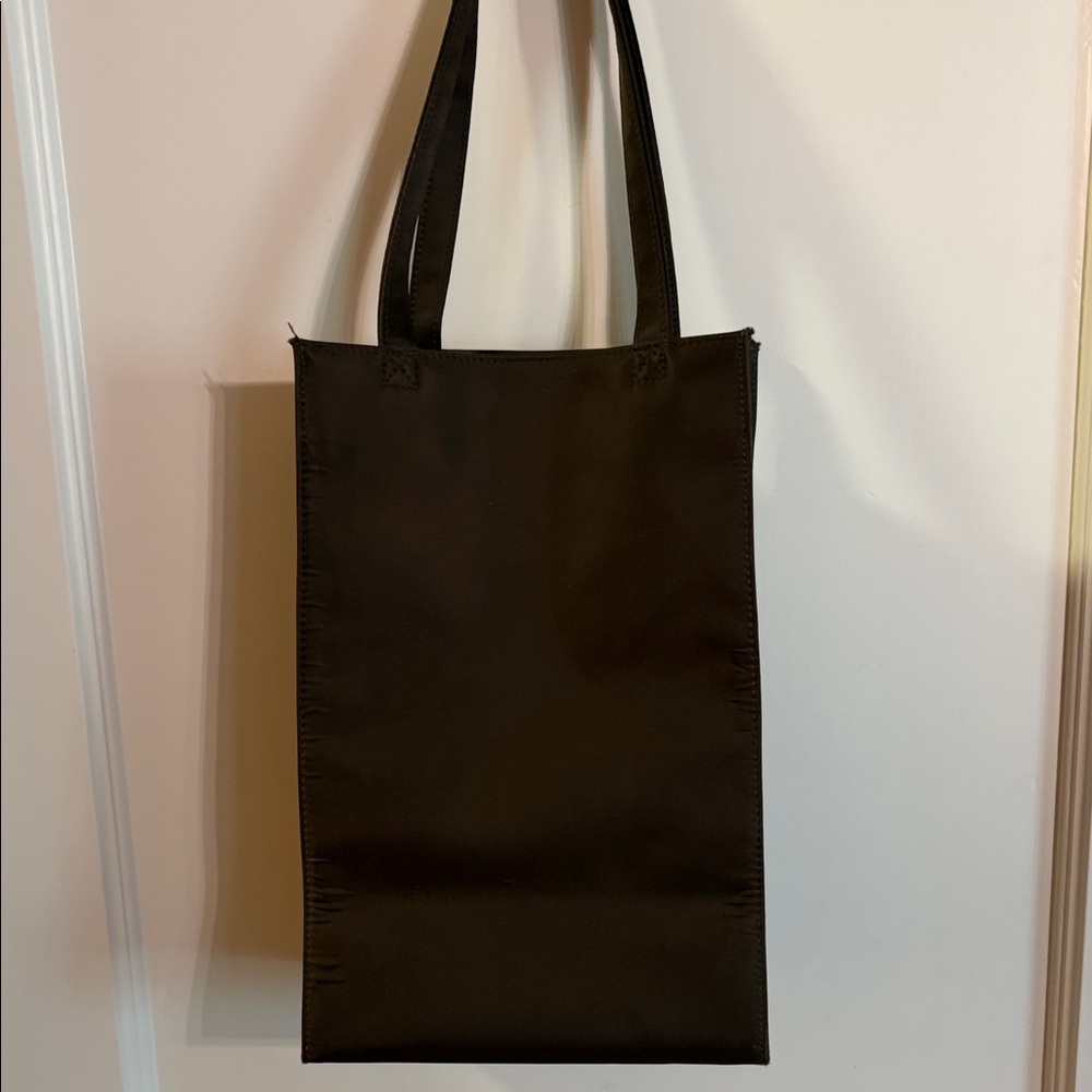 Saks Fifth Avenue Dark Brown Carryall Satin Tote - Picture 5 of 11